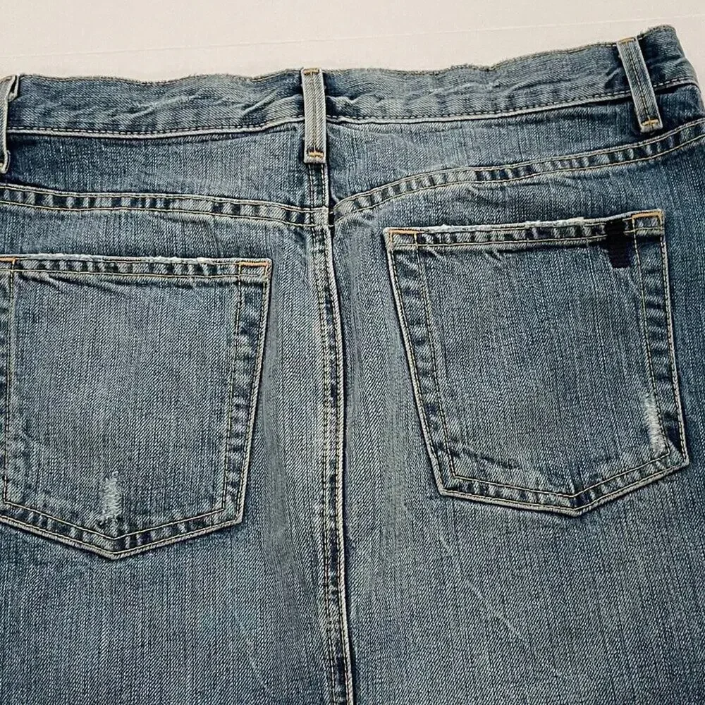 Vintage J.Crew Denim Pencil Skirt, Slightly Distressed, Y2K, Minimalist, 28
